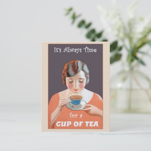 Cute  Cup Poster Tea Briefkaart (Staand voorkant)