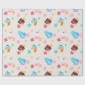 Cute Cupcake and Candy Pattern for Birthday Party Cadeaupapier (Vlak)