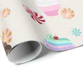 Cute Cupcake and Candy Pattern for Birthday Party Cadeaupapier (Rol Hoek)