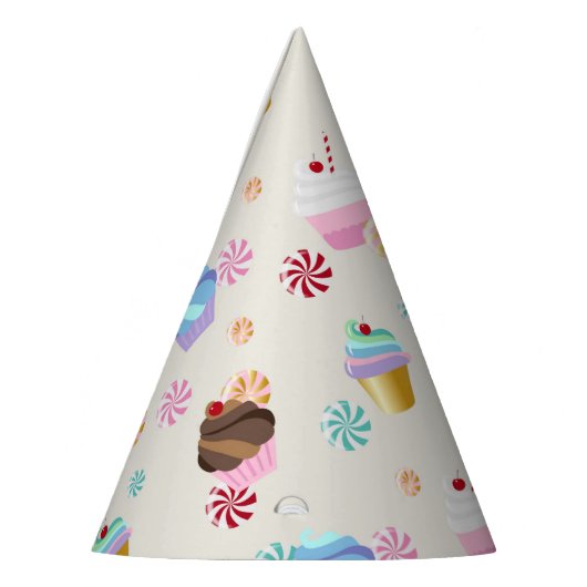Cute Cupcake and Candy Pattern for Birthday Party Feesthoedjes (Links)