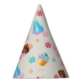 Cute Cupcake and Candy Pattern for Birthday Party Feesthoedjes (Rechts)