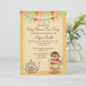 Cute Cupcake Baby shower Tea Party Invitation Kaart (Staand voorkant)