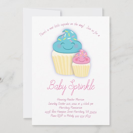 Cute Cupcake Baby Sprinkle Shower Kaart (Voorkant)