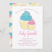 Cute Cupcake Baby Sprinkle Shower Kaart (Voorkant / Achterkant)