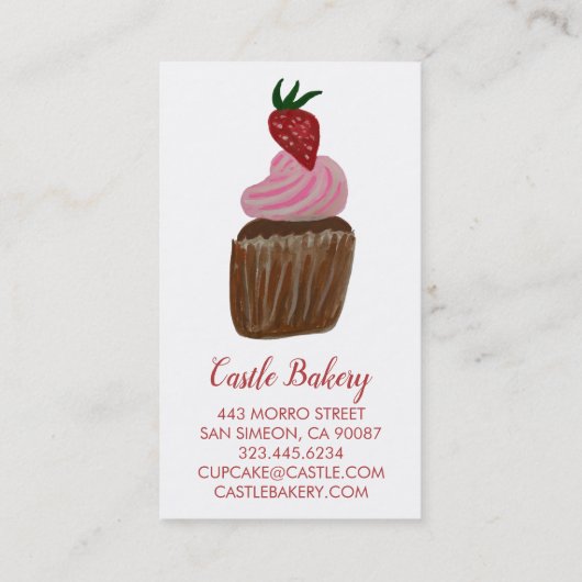 CUTE CUPCAKE Bakery Pastry Chef Modern Visitekaartje (Achterkant)
