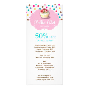 Cute Cupcake Bakery Polka Dot 4 Reclamekaart