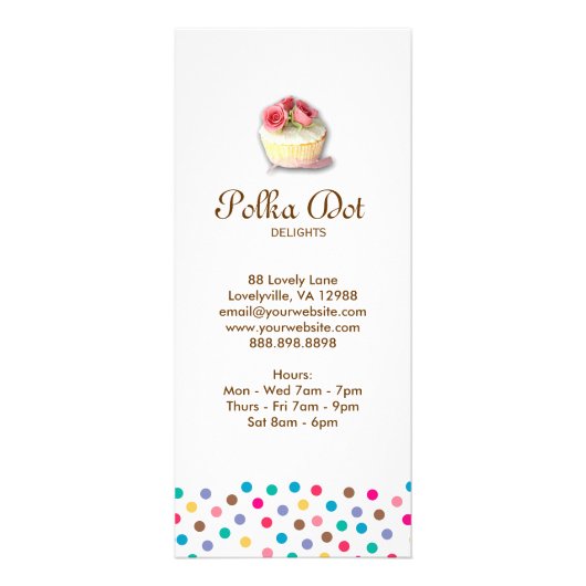Cute Cupcake Bakery Polka Dot 4 Reclamekaart (Achterkant)