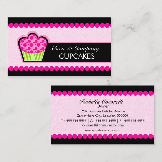 Cute Cupcake Bakery-Visitekaartjes Visitekaartje (Voorkant / Achterkant)