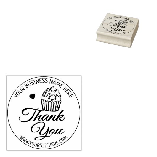 Cute Cupcake Baking Small Business Hartelijk dank Rubberstempel (Gestempeld)