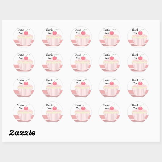 Cute Cupcake Bedankt Ronde Sticker (Vel)
