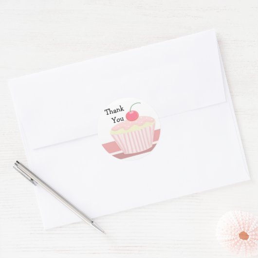 Cute Cupcake Bedankt Ronde Sticker (Envelop)