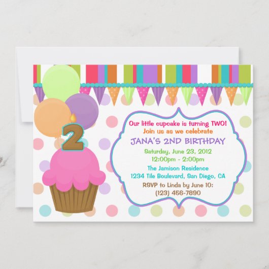 Cute Cupcake Birthday Invitation [2] Kaart (Voorkant)