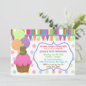 Cute Cupcake Birthday Invitation [5] Kaart (Staand voorkant)