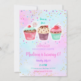 Cute Cupcake Birthday Uitnodiging