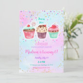 Cute Cupcake Birthday Uitnodiging (Staand voorkant)