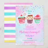 Cute Cupcake Birthday Uitnodiging (Voorkant / Achterkant)