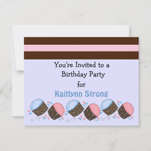 Cute Cupcake Birthday Uitnodiging (Voorkant)