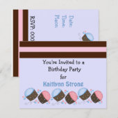 Cute Cupcake Birthday Uitnodiging (Voorkant / Achterkant)