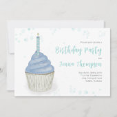 Cute Cupcake Blue QR Code Social Media Simple Kaart (Voorkant)