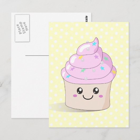 Cute Cupcake Briefkaart (Voorkant / Achterkant)