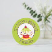 Cute Cupcake Bright Green Kinderen, zaterdag Kaart (Staand voorkant)