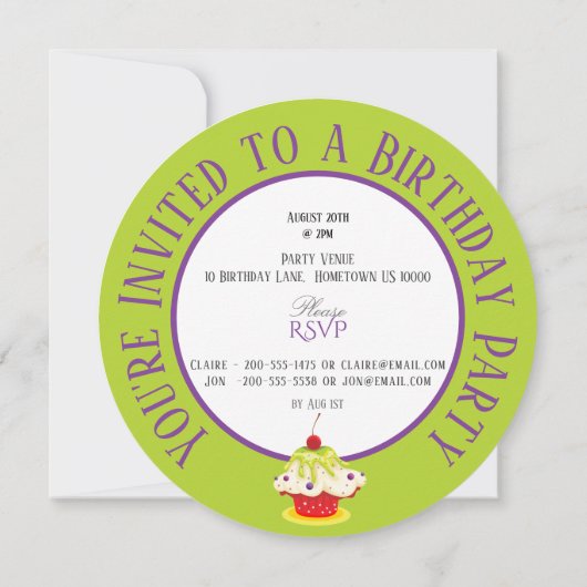 Cute Cupcake Bright Green Kinderen, zaterdag Kaart (Achterkant)