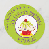 Cute Cupcake Bright Green Kinderen, zaterdag Kaart (Voorkant / Achterkant)