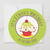 Cute Cupcake Bright Green Kinderen, zaterdag Kaart (Voorkant)