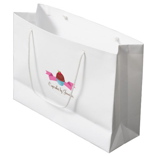 CUTE Cupcake Business Gift Bag Groot Cadeauzakje (Voorkant Gekanteld)