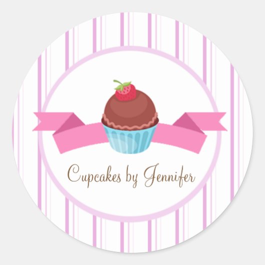 CUTE Cupcake Business Label Round Sticker (Voorkant)