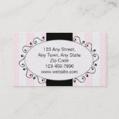 Cute Cupcake Cake Bakery Pink Black Stripes Visitekaartje (Achterkant)