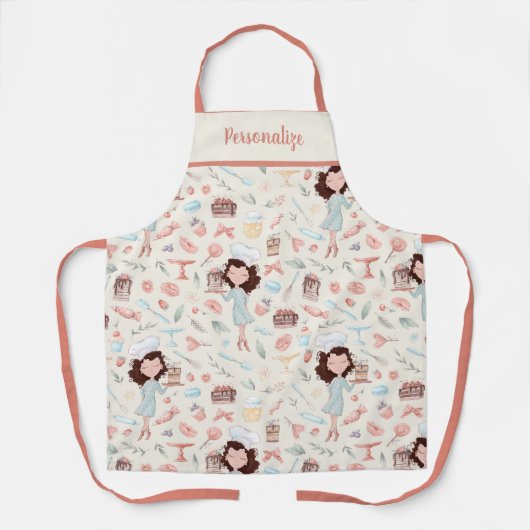 Cute Cupcake Cake Dessert Pattern Women's Baking Schort (Voorkant)