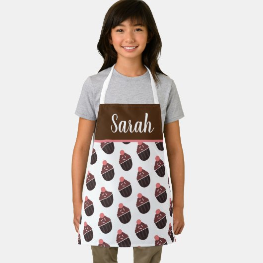 Cute Cupcake Chocolate Pink Sprinkles Roze Schort (Insitu)