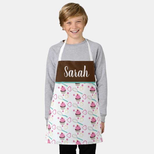 Cute Cupcake Chocolate Pink Whisk Kind Schort (Gedragen)