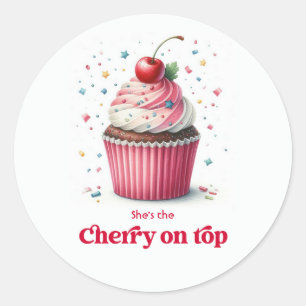 Cute Cupcake Design Kers Op Top Baby Shower Ronde Sticker