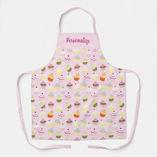 Cute Cupcake Dessert Pattern Women's Cooking Schort (Voorkant)