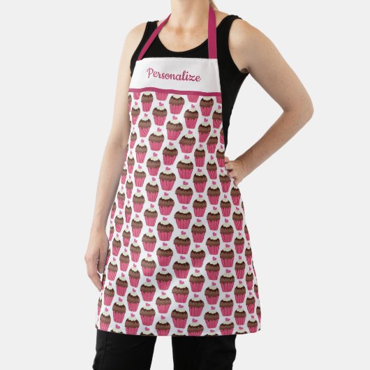 Cute Cupcake Dessert Pattern Women's Cooking Schort (Insitu)