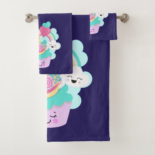 Cute Cupcake en Happy Ice Cream Bad Handdoek (Insitu)
