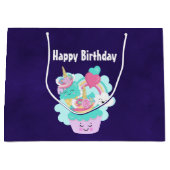 Cute Cupcake en Happy Ice Cream Birthday Groot Cadeauzakje (Voorkant)