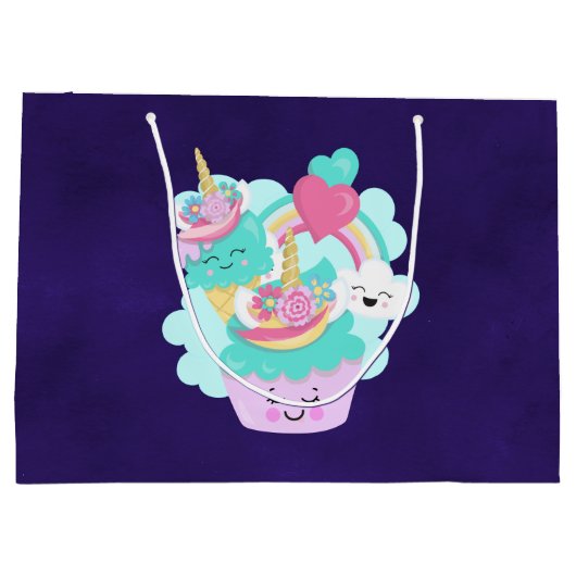 Cute Cupcake en Happy Ice Cream Birthday Groot Cadeauzakje (Achterkant)