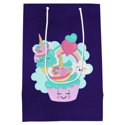 Cute Cupcake en Happy Ice Cream Birthday Medium Cadeauzakje (Achterkant)