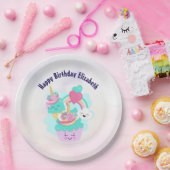 Cute Cupcake en Happy Ice Cream Birthday Papieren Bordje (Feest)