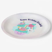 Cute Cupcake en Happy Ice Cream Birthday Papieren Bordje (Gekanteld)