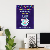 Cute Cupcake en Happy Ice Cream Birthday Poster (Thuiskantoor)