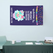 Cute Cupcake en Happy Ice Cream Birthday Spandoek (Beurs)