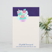 Cute Cupcake en Happy Ice Cream Briefpapier (Staand voorkant)