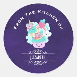 Cute Cupcake en Happy Ice Cream Kitchen Ronde Sticker
