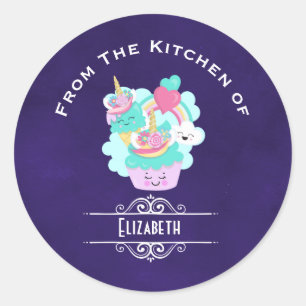 Cute Cupcake en Happy Ice Cream Kitchen Ronde Sticker