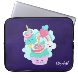 Cute Cupcake en Happy Ice Cream Laptop Sleeve