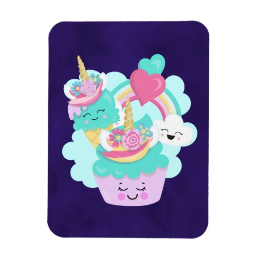 Cute Cupcake en Happy Ice Cream Magneet (Verticaal)